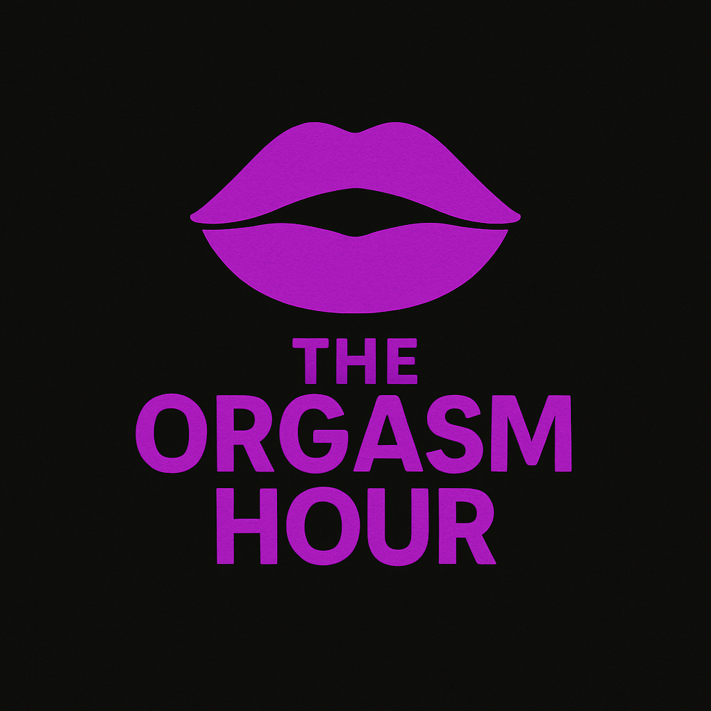 The Orgasm Hour logo: purple lips above the words The Orgasm Hour